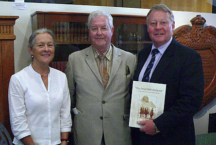 Archivist Margaret Mason-Cox with author Reg Watson and Headmaster Warwick Dean.