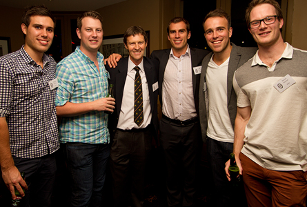 Chris Rae (centre) catching up with Old Boys at the Melbourne Reunion.