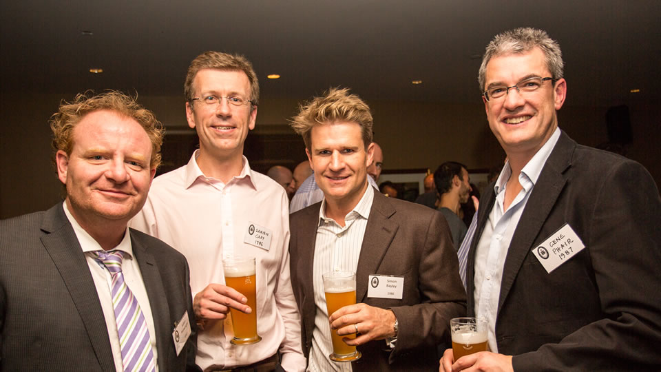 From left Julian Penwright ('87), Damien Gray ('86), Simon Bayley ('86) and Gene Phair ('87) - President of the HSOBA.