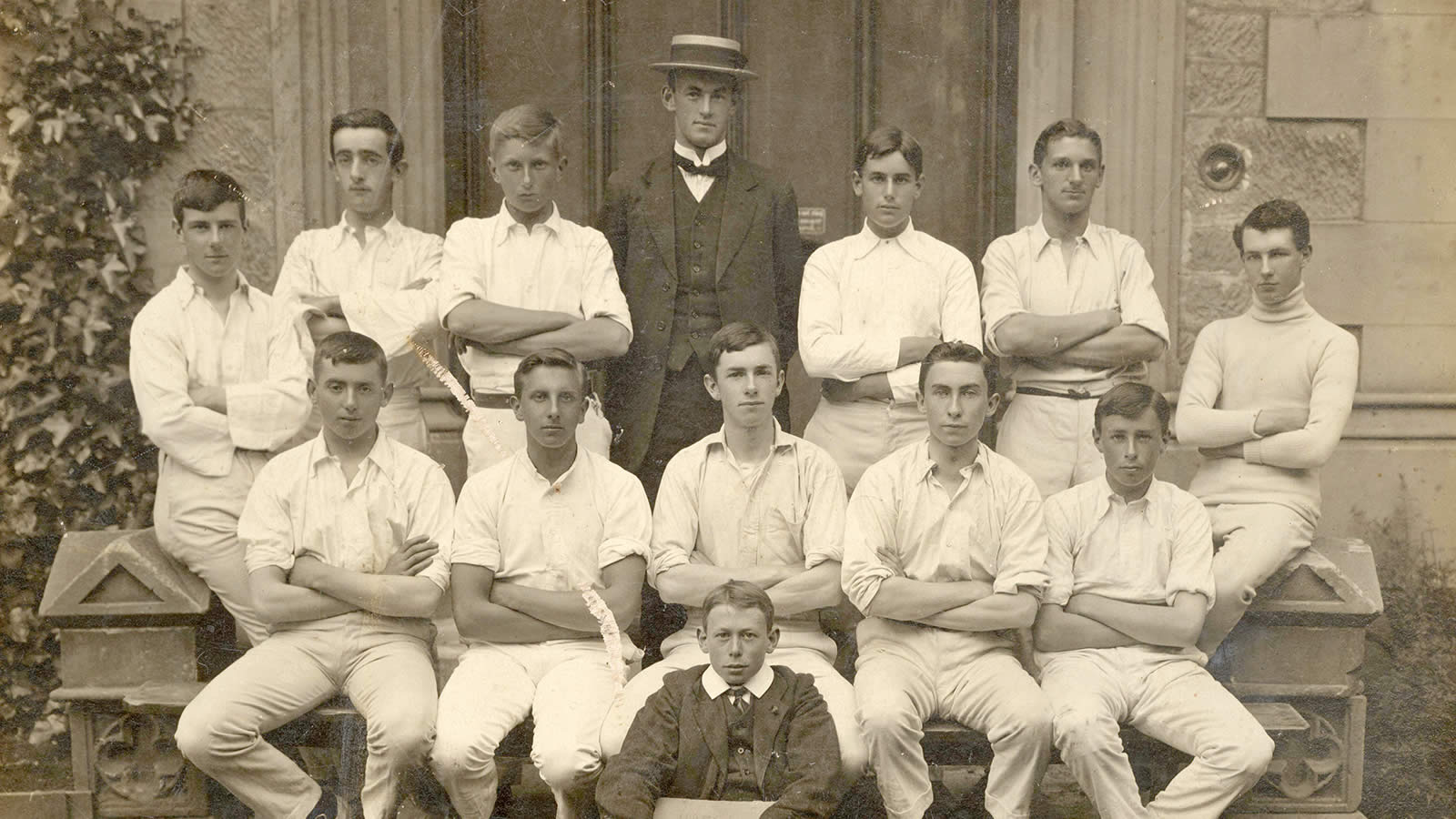 Mr Ivor Margetts, middle back row, with the 1912 First XI.
