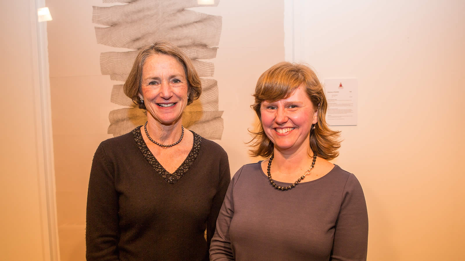 The Governor of Tasmania, Her Excellency Professor the Honourable Kate Warner AM with 2015 Hutchins Art Prize winner, Rosemary O’Rourke. (large)
