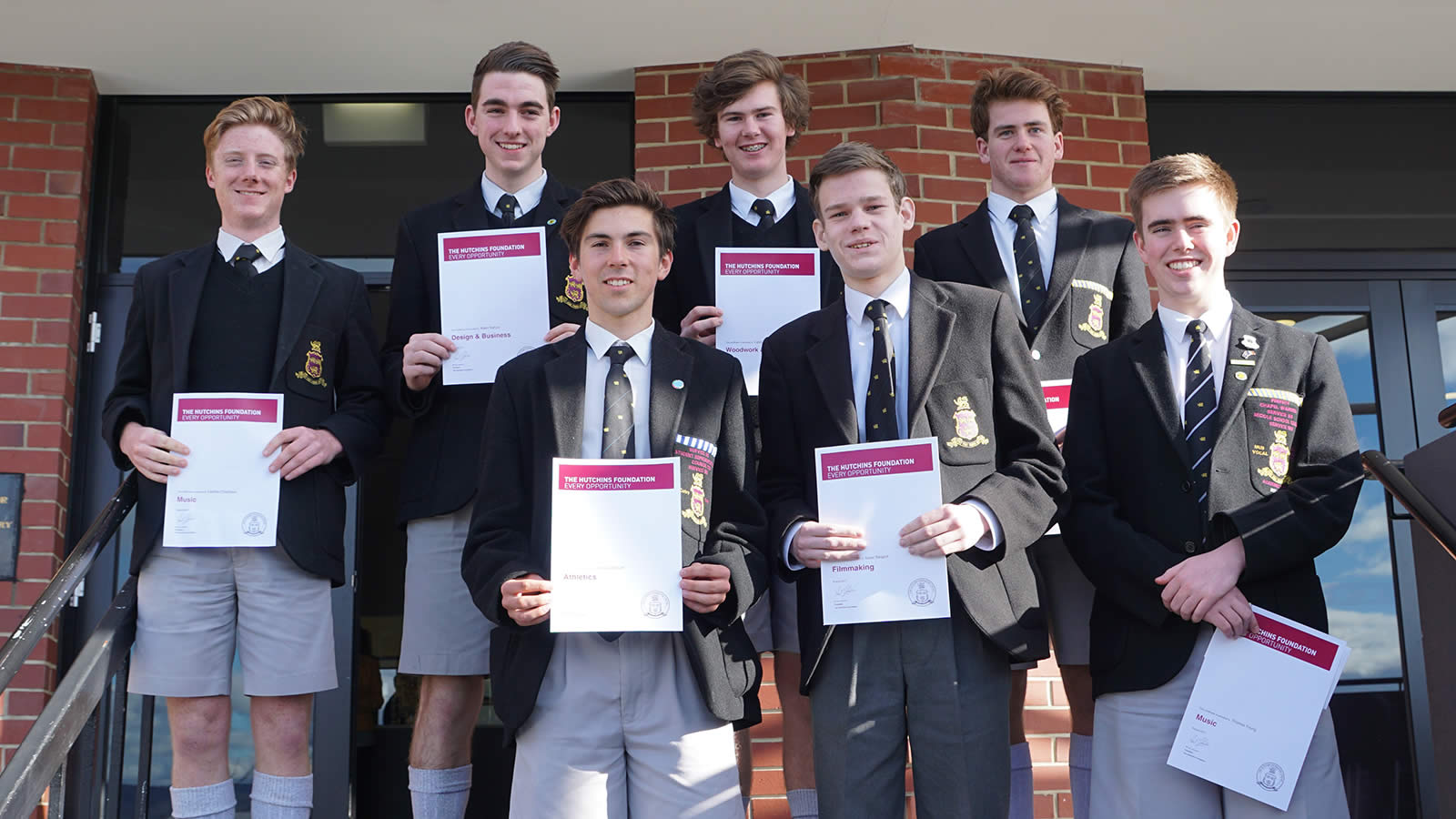 Back row L–R Lachlan Chambers, Adam Nyhuis, Caleb Oakes and Samuel King. Front row L–R Harvey Chilcott, Isaac Sargent and Thomas Young.