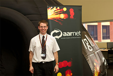 Hutchins teacher Mr James Seddon hosted guided tours of the universe inside the AARNet IGLEw.
