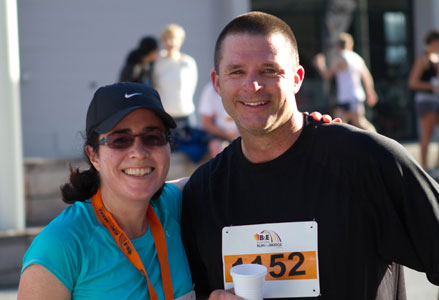 Team building activities - Human Resources Advisor Alex Terhell and Head of Senior School Duncan Warlters after a fantastic effort in this year's Bridge Run, as part of the Hutchins Staff Team.