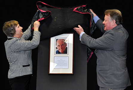 The Hutchins School Headmaster Warwick Dean and Beth Darcey (wife of Max Darcey) at the naming of the Max Darcey Room.