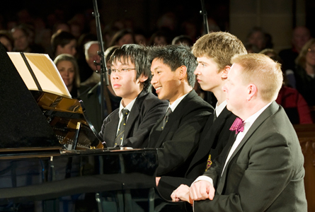 Jeremy Yang (far left) won the Tasmanian Symphony Orchestra's "Rising Stars" competition for Youth Concerto Performance.