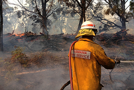 Hutchins teacher Paul Robinson, shown in this photo in action, is one of a number in our community who bravely fought the fires in the searing heat.