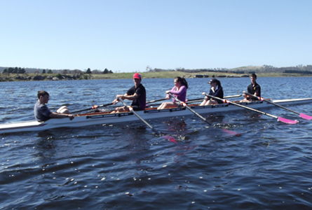 Hutchins students with students from Oatlands District School at Lake Dulverton.