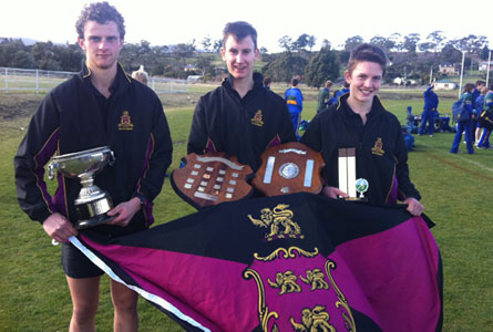 Charles Haward, Henry West (Captains of Cross Country) and Under 15 age group winner Ben Robinson.