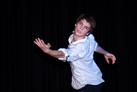 Year 9 Performing Arts student Callum Gugger perfoms a self-coreographed piece for lecture guests.