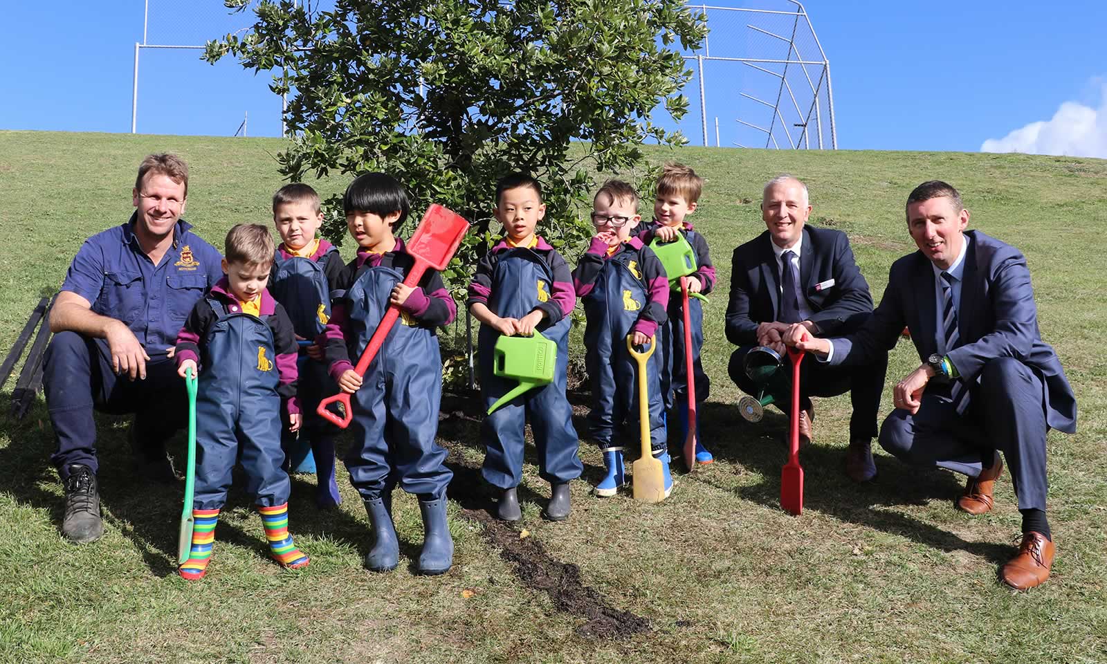 Mr Hugh Miller, Mr Stephen Coventry, Mr Richard Davies and Kindergarten boys