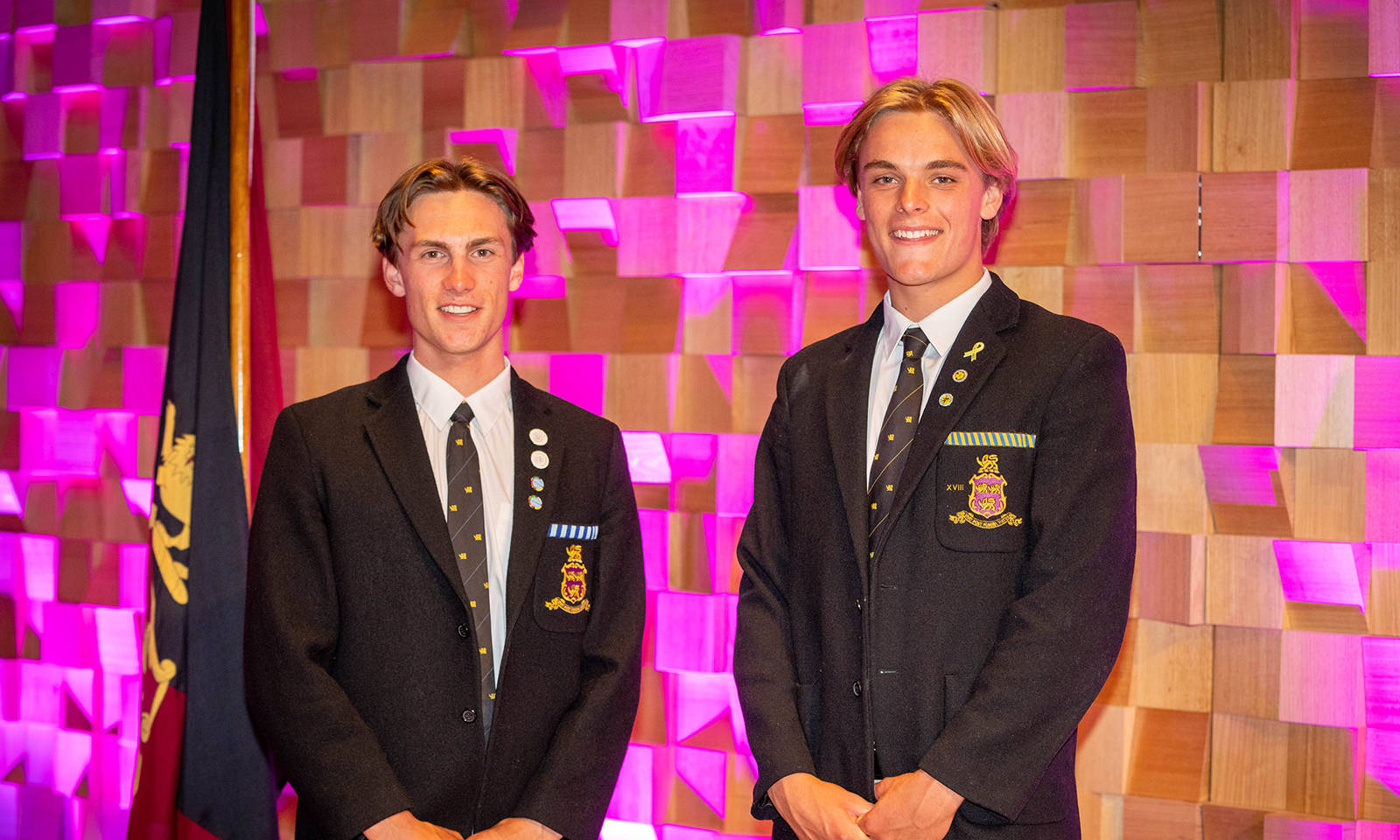 William Zeeman (2022 School Captain) and Sam Banks-Smith (2022 School Vice-Captain) at the Year 11 and 12 Speech Night.