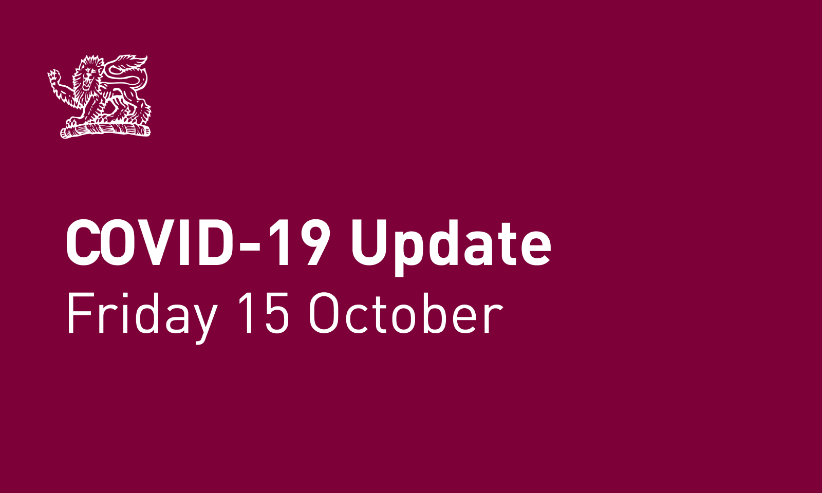 COVID-19 update – Friday 15 October 2021