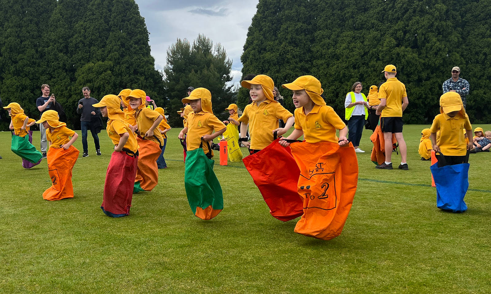 ELC students participating in the sack race