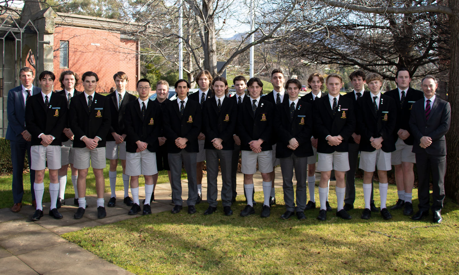 Anniversary Tie recipients with Dr Rob McEwan (Headmaster) and Mr Richard Davies (Deputy Headmaster/Head of Senior School).