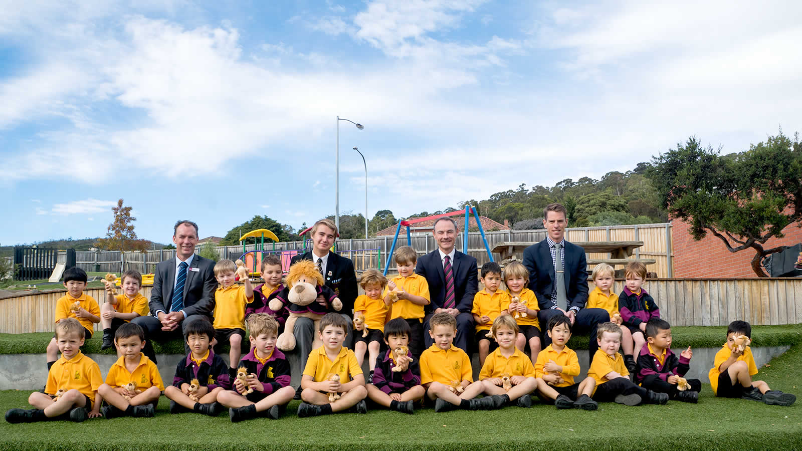 Pre-Kinder and Kindergarten boys receiving their Roary