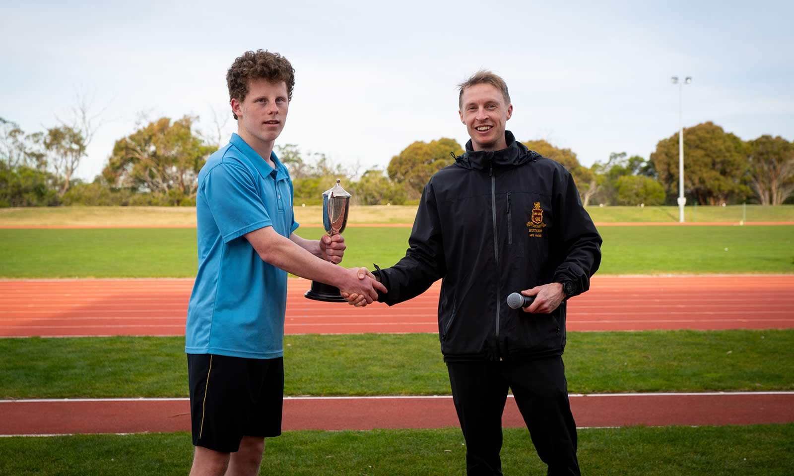 Angus McShane with Mr Dion Hughes (Head of Middle School Sport).