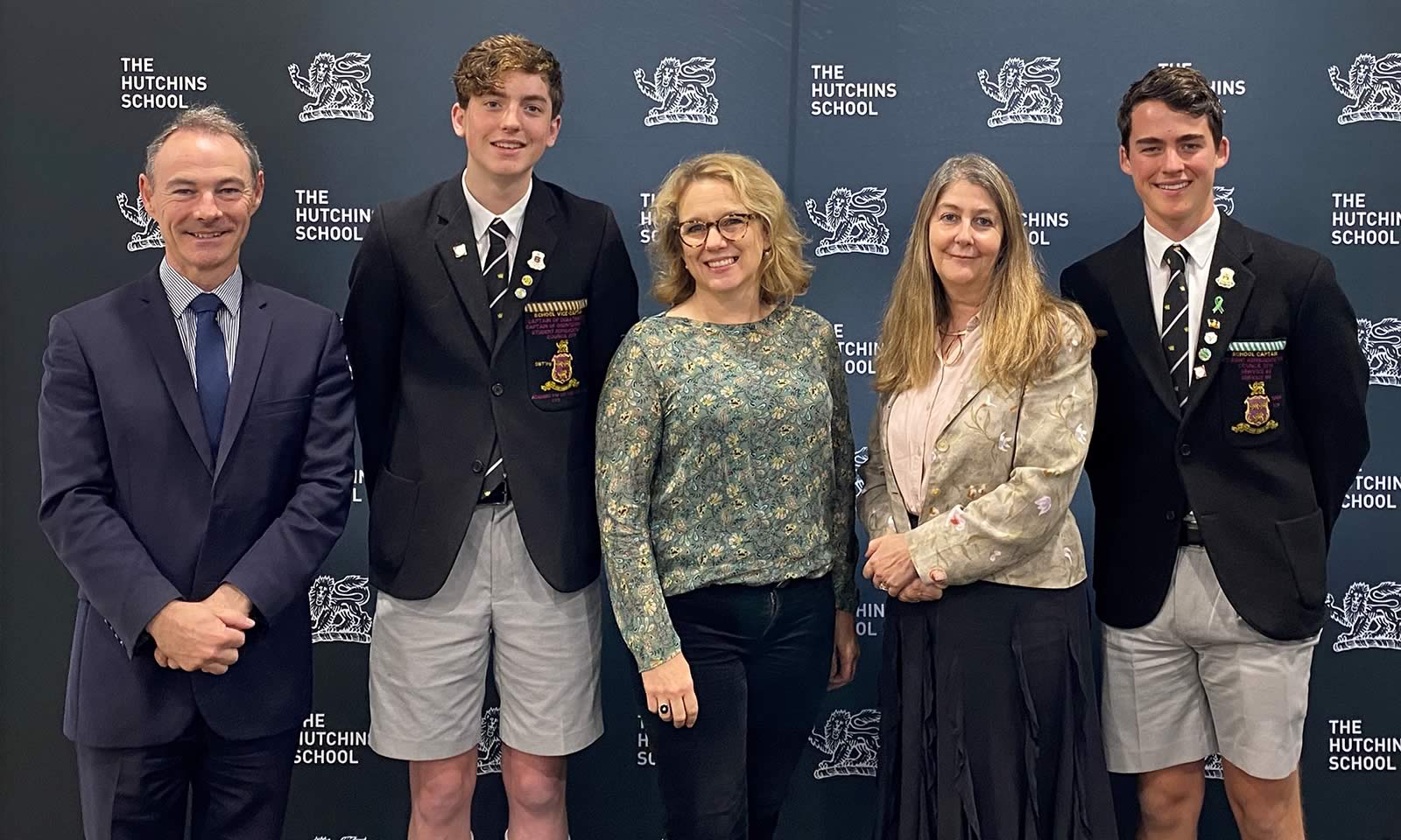 Headmaster Dr Rob McEwan, Ben Horsham (School Vice-Captain), Jane Longhurst, (Ambassador of Bethlehem House), Stephanie Meikle (CEO of Bethlehem House) and Harry Jones (School Captain).