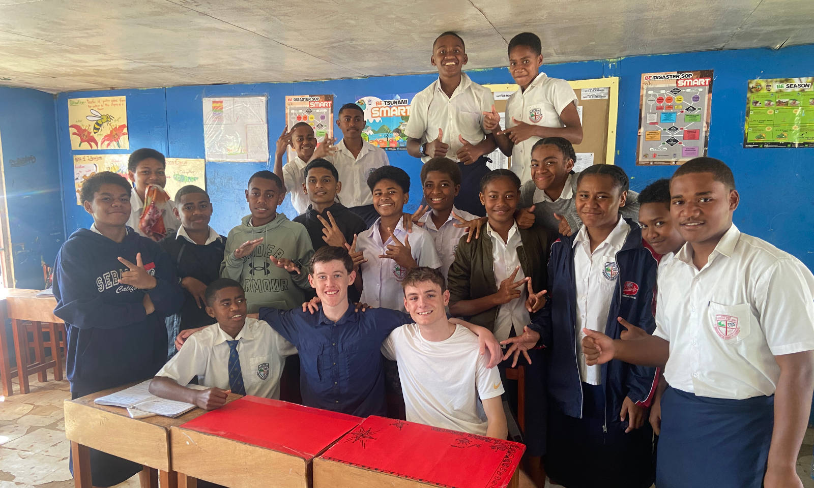 Hutchins Power of 9 Global Challenge students with Fijian students