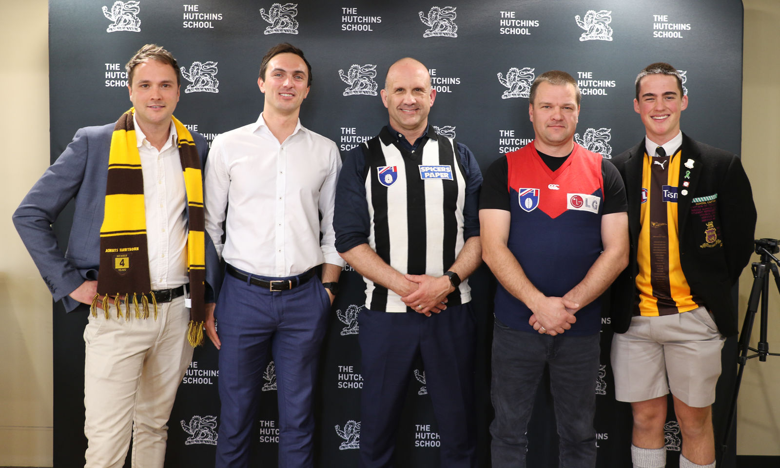 L–R Mr Tom Green, George Burbury (’10), Nick Probert, Ben Beams and Harry Jones (School Captain)