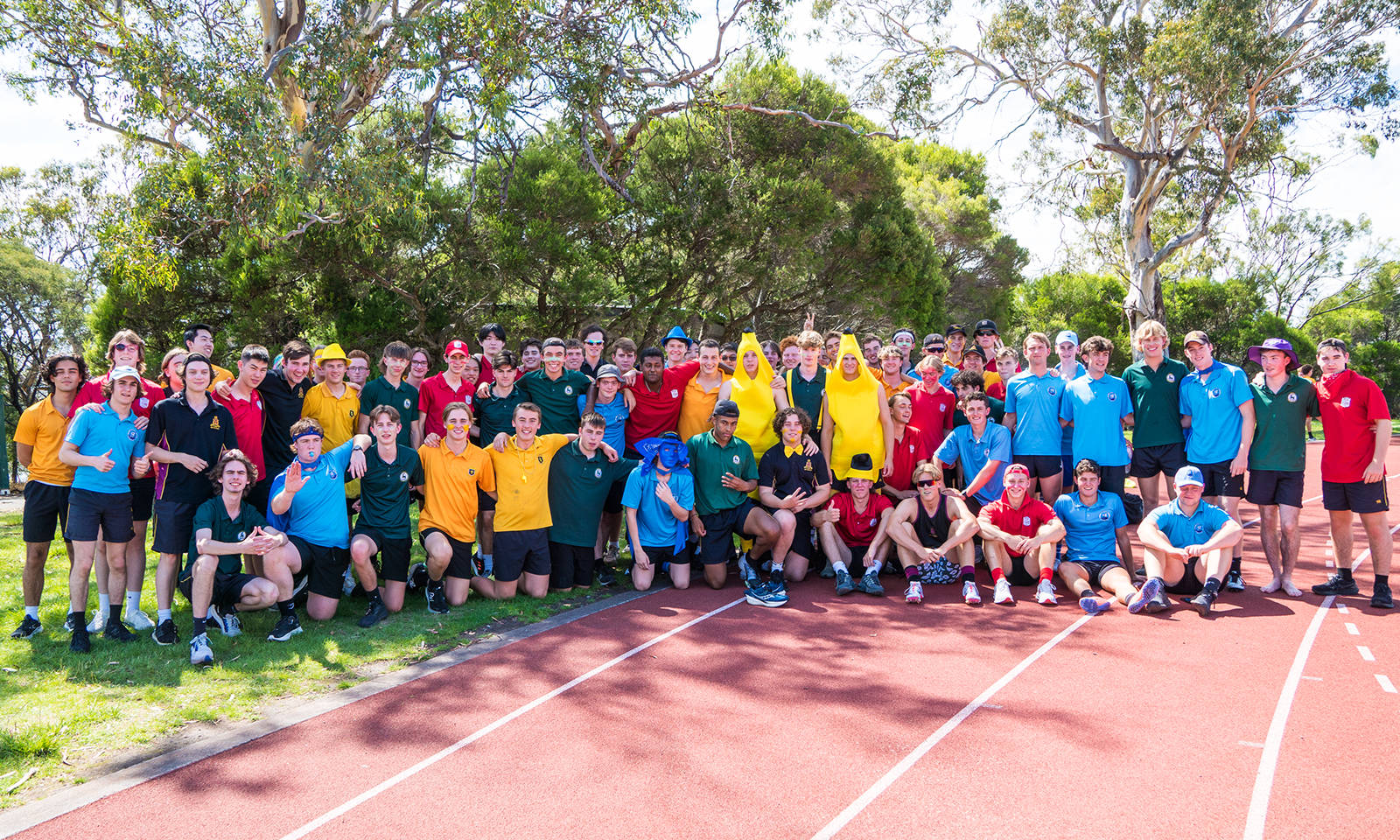 Senior students track side at the carnival