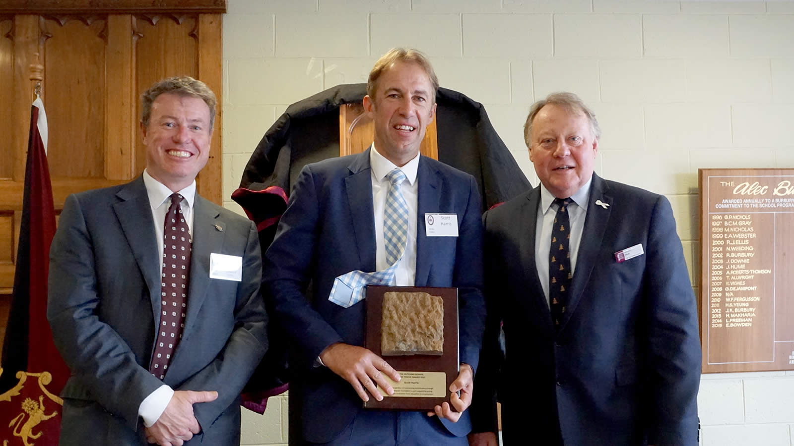 L–R HSOBA President Mr Tim Munro, Mr Scott Harris and Headmaster Mr Warwick Dean. (large)