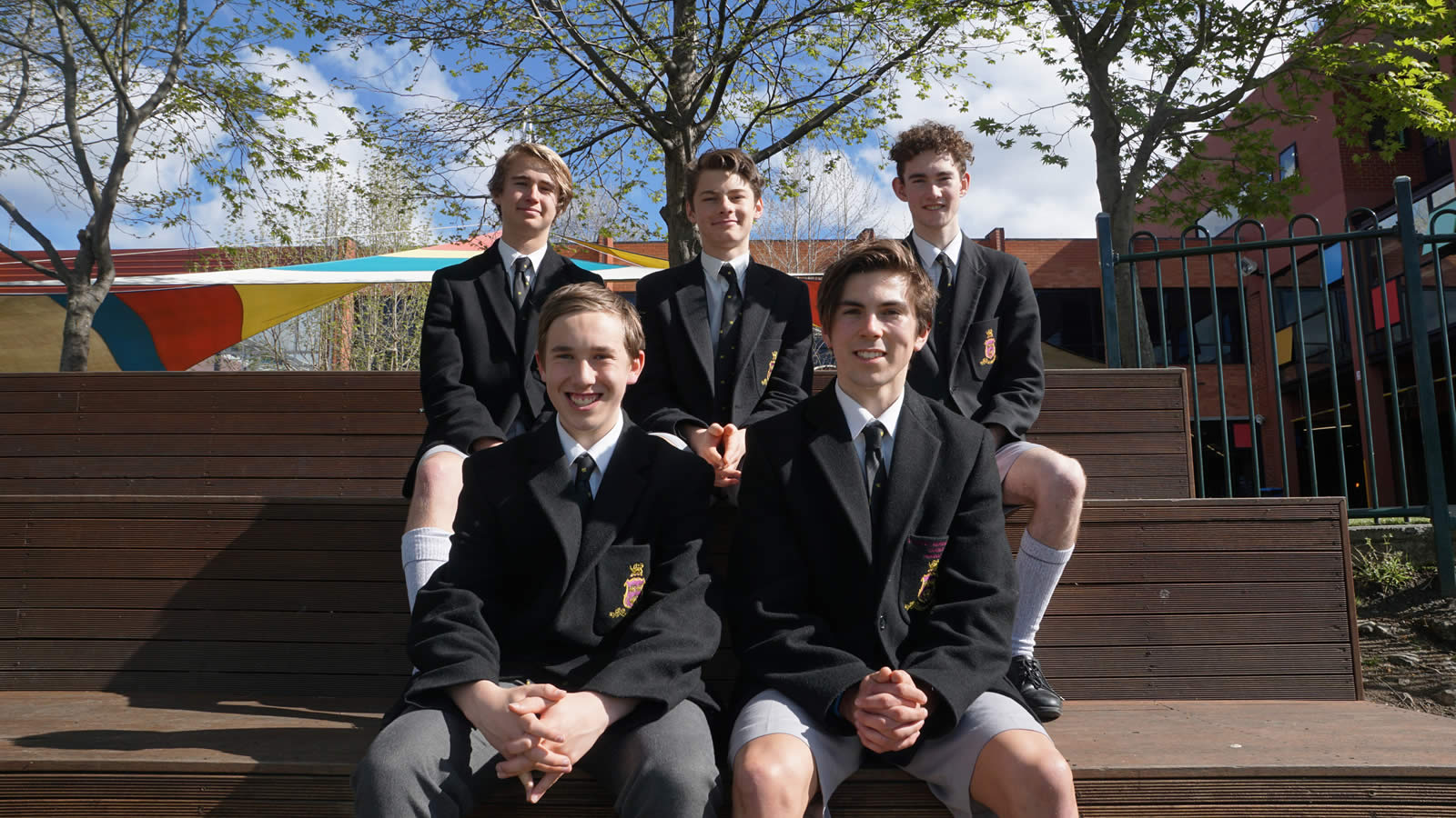 Back row L–R Fergus Charles, Charles Moss, Alexander Titchen. Front row L–R Joseph Bailey, Harvey Chilcott. (large)