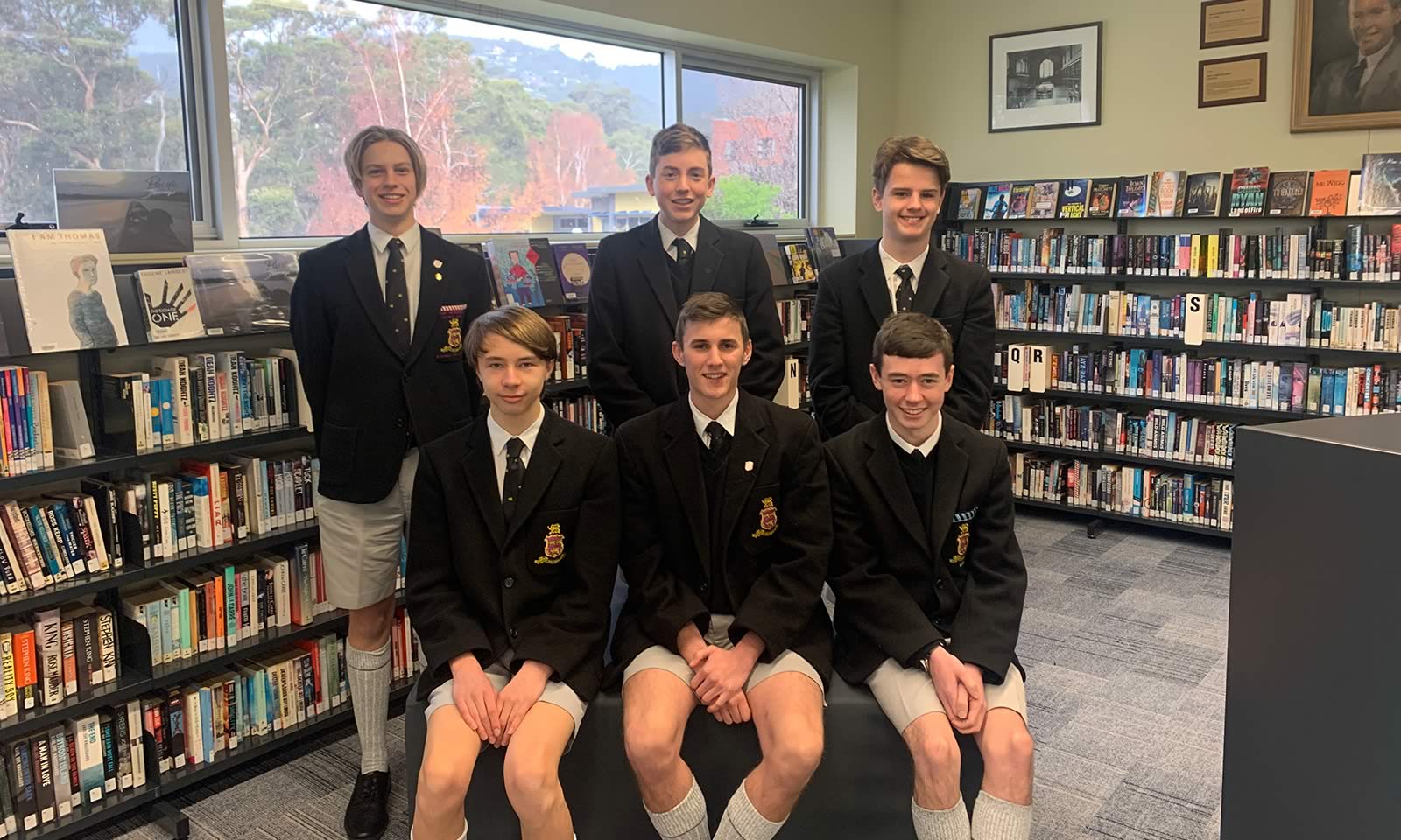 Year 11 students (back row – Hamish McDougall, Ben Horsham, Angus Christie, front row – Ben Davie, Andrew Gregg and Jake Wilkinson)