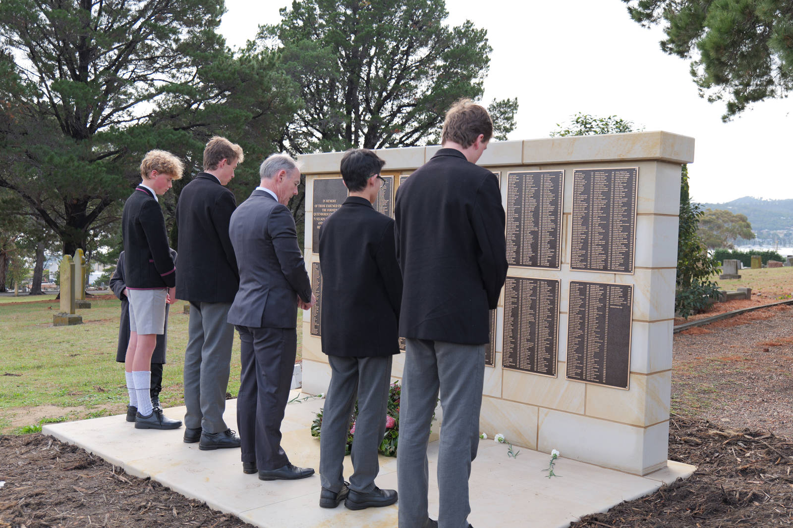 Dr Rob McEwan and Hutchins students, The Hutchins School Reinterment Service, 11 June 2025