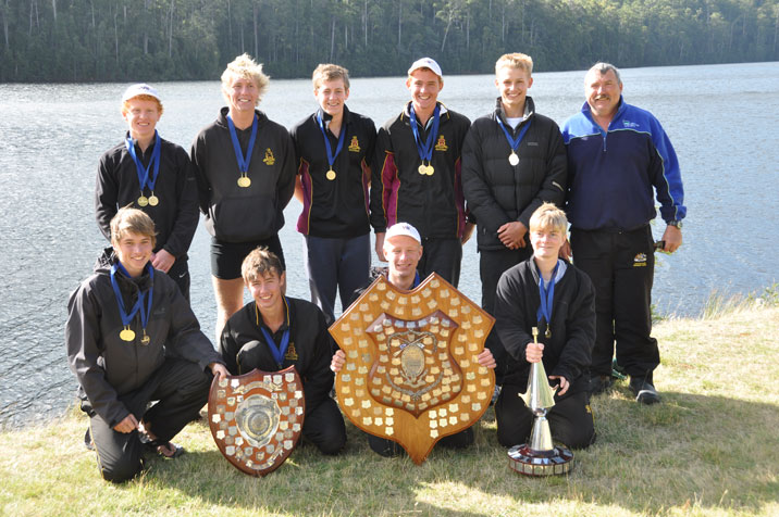 The Open eight with some of their trophies.